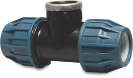 MDPE Compression 90 Degree Tee - Female Thread, Metric