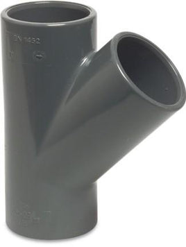 T-Piece 45 degree - Metric, grey PVC